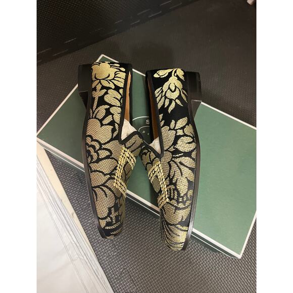 Stubbs and Wootton Palm Beach Limited Edition Black Gold Floral Loafer Size 5 - Picture 10 of 13